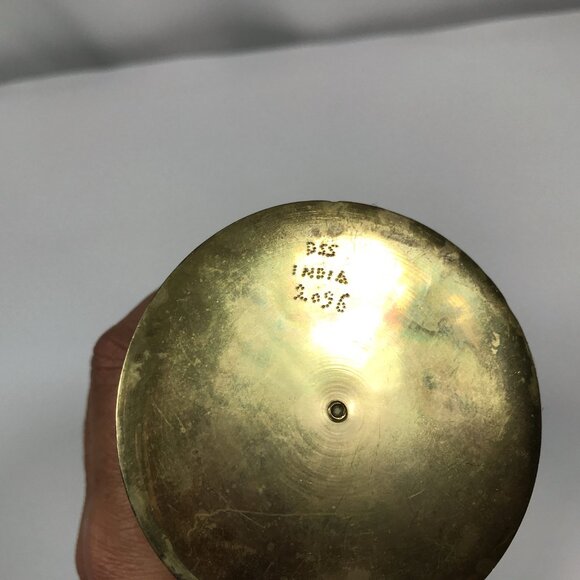 Tall Etched Solid Brass Candlestick Holder Ornate Indian Brass - Picture 6 of 6